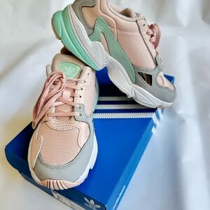 Adidas Falcon Pastel Pink and Mint Sneakers Sz 5.5